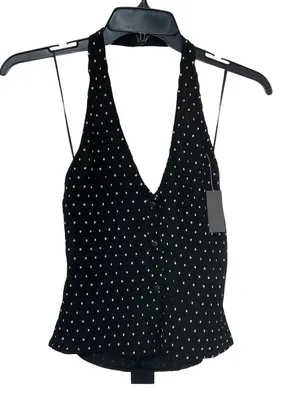 LIONESS Brat Halter Top in Onyx Polka XSmall New Womens Sleeveless Tank thumbnail 5
