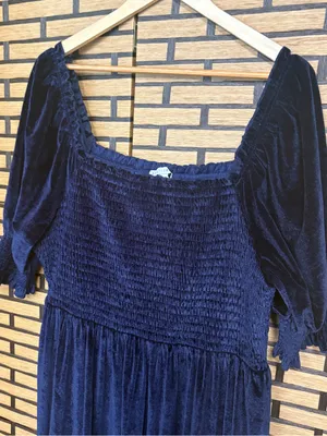 Baltic Born Navy Velvet Smocked Tiered Maxi Dress Size 2X thumbnail 3