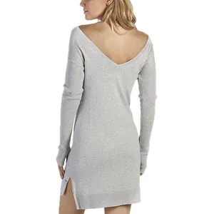 UGG Liliana Sweater Dress Womens Large Heathered Blue Boat Neck V-Back Knit‎ L thumbnail 2