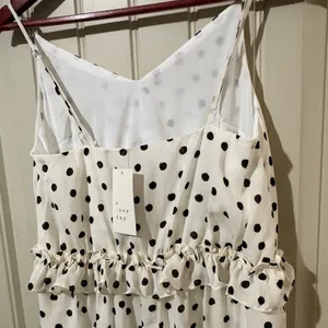 a new day White/Black Strapless Tiered Polka Dot Maxi Dress NWT thumbnail 7