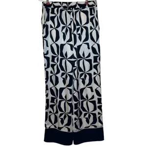 Zara Womens Pants Geometric Wide Leg Trouser White Black Boho Eclectic Small thumbnail 6