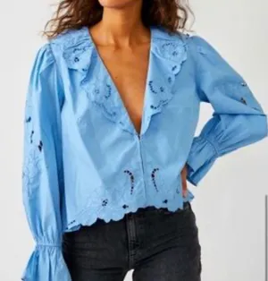 Free People Maisie Cutwork Top in rainy season thumbnail 1