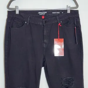 Jennifer Lopez Black Distressed Skinny Ankle Jeans Size 16 NWT thumbnail 4