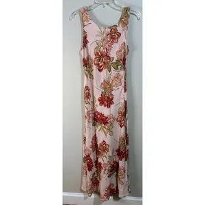 Paper Heart Floral Maxi Dress Womens S Pink New Linen Blend Open Back Sleeveless thumbnail 9