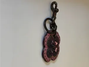 Coach Leather Sequin Applique Tea Rose Key Ring Bag Charm, Pink / Purple, 32677 thumbnail 8