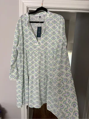 Sea New York White Mini Dress with Green & Blue Pattern thumbnail 1