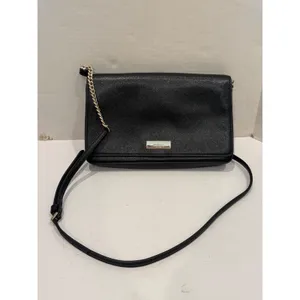 Kate‎ Spade Crossbody Bag Black Alek Tilden Place Coated Leather Gold Chain thumbnail 2