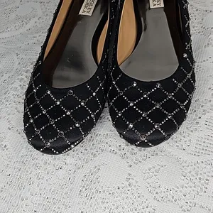 Badgley Mischka Sheila ballet black jeweled slip on flats sz 8 thumbnail 3