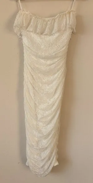 Windsor Strapless White Lace Midi Dress - Size Medium thumbnail 1