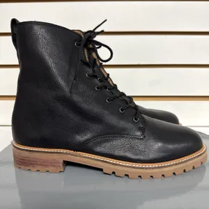 Madewell Black Leather Boots Women's Sz 8.5 Lug The Clair Lace-Up Combat Comfort thumbnail 2