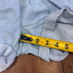 Aerie Womens S Lyocell Paperbag Waist Blue Chambray Shorts Casual Summer Elastic thumbnail 8
