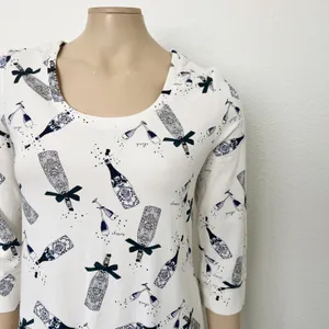[Soma] White Cheers Champagne Cool Nights Jersey Scoop Neck Sleepshirt Size XS thumbnail 5