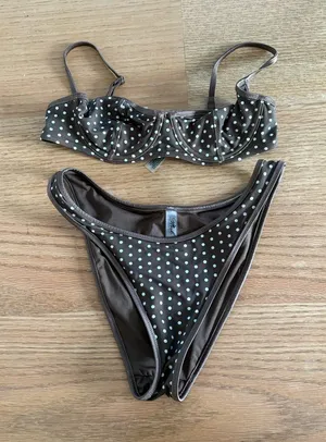 Frankie's Bikinis Brown Polka Dot Bikini Set - Mint Dot Print thumbnail 1