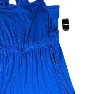 NWT TORRID Jumpsuit Romper Size 1 Blue Sleeveless Halter Tie Top Wide Leg thumbnail 2