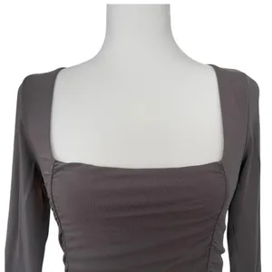 Wilfred by Aritzia Square Neck Ruched Long Sleeve Top — Medium thumbnail 3