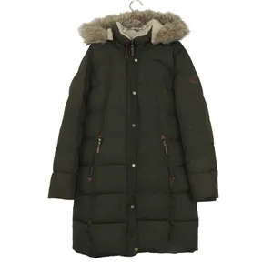 Ralph Lauren Women's Olive Green Long Puffer Coat Fur Hood Medium Down Filled thumbnail 2