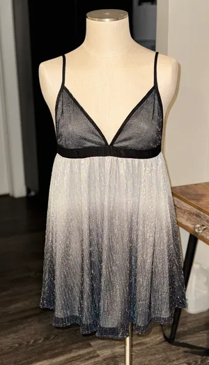 Show Me Your Mumu Metallic Ombre Eva Mini Dress Black Silver thumbnail 3