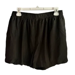 NWT Women Linen 2 Piece Outfit Black Crop Tank Top and Shorts Set Size L thumbnail 7