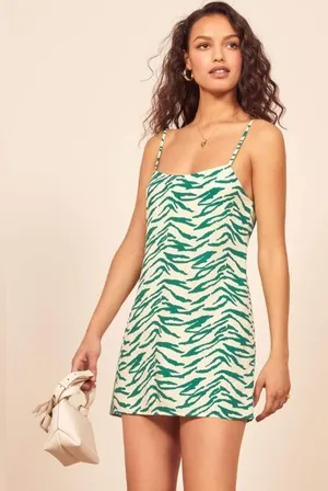 Reformation Lindsey Zebra Print Mini Slip Dress thumbnail 1