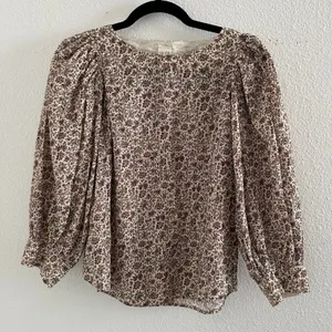 La Vie by Rebecca Taylor Claudine 3/4 Sleeve Floral Top in Crystal Combo Small thumbnail 2