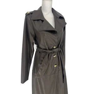 Wyld Blue Faux‎ Leather Trench Coat Dark Chocolate Size XS thumbnail 10