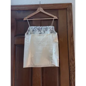 FAITHFULL Etienne Lace Trimmed Faille Camisole in Off White Size 4 thumbnail 5