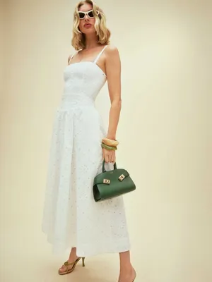 Reformation Katarin White Broderie Eyelet Anglaise Dress | Size 6 thumbnail 3