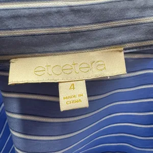 Etcetera Cotton Lace Button Up Shirt Shift Dress Blue White Stripe 4 thumbnail 6