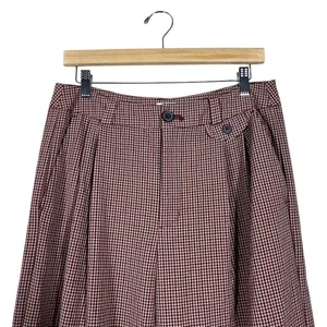 A New Day High Rise Houndstooth Wide Leg Trouser Burgundy Brown Academia Size 8 thumbnail 2