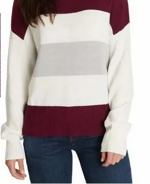 Lucky Brand Tiered color block cotton blend long sleeve sweater thumbnail 1
