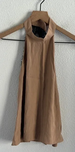 NWT For Love of Lemons Neutral Open Black Lace High Neck Tank Top XS thumbnail 1