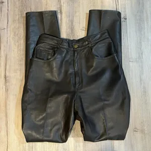 Vintage Vakko Sport Chocolate Brown Leather Pants - size 4 thumbnail 3