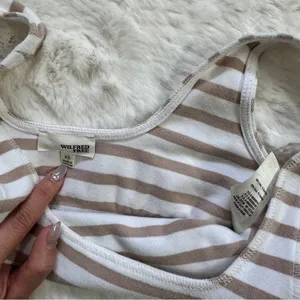 Aritzia Striped Crop Top XS - Oatmeal White thumbnail 3