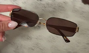 Luv Lou Sunglasses Brown Gold Rectangle thumbnail 1