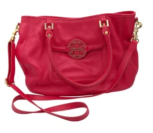 Tory Burch‎ Amanda Hobo Classic Handle Tote Pink Pebbled Leather Crossbody Bag thumbnail 1