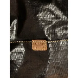 Fossil Black/Tan Key-Per Magnetic Closure Tote Bag Purse thumbnail 9
