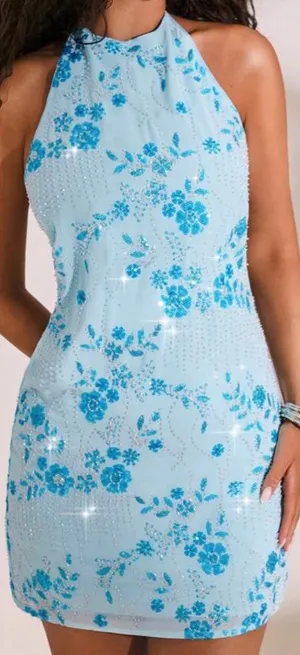 SheIn Opulessa Plain Color Bead Strap Backless Mini Dress thumbnail 1