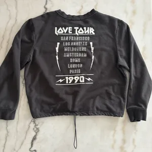 Fifth Sun Love Tour 1990 Cropped Sweatshirt Black Drawstring Toggle Size Large thumbnail 2