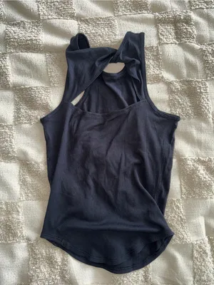 black‎ ribbed lululemon athletica tank top thumbnail 3