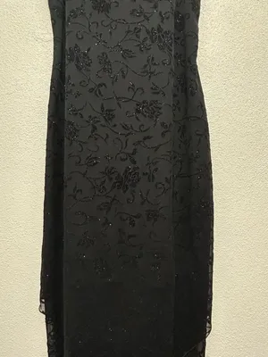 Vtg Black Velvet Burnout Midi Dress Medium Floral handkerchief hem Whimsigoth thumbnail 14