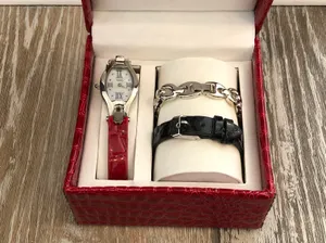 Coldwater Creek NIB Wristwatch Set W Interchangeable Leather & Chain Straps thumbnail 4