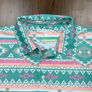 Chubbies The En Fuego Performance Polo Shirt Mens Medium Aztec Neon Pastel Golf thumbnail 2