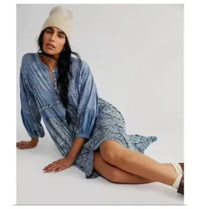 Free People Oh My Mix Print Long Sleeve Dress Duster Size Small thumbnail 3