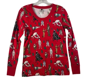 Hanna Andersson Star Wars Long Sleeve Organic Cotton Pajama Top‎ Medium Red thumbnail 1