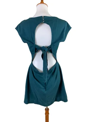 By Anthropologie 12 Teal Fit Flare Mini Dress Casual Coastal Feminine thumbnail 3