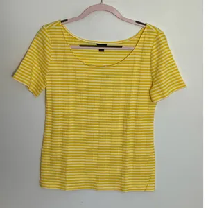 Ann Taylor Striped Scoop Neck Top-‎ Solarium Sun thumbnail 1