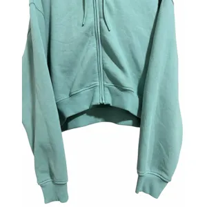 Athleta Forever Fleece Full Zip Cropped Hoodie Turquoise Women's Size Medium thumbnail 5
