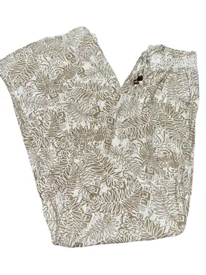 Cali1850 Los Angeles Women’s Size S Tan Beige White Tropical Printed Wide Pants thumbnail 5