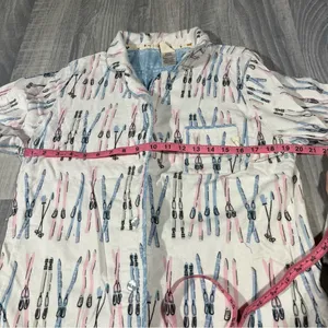 Munki Munki Ski Print Button-Up Long Sleeve Fleece Pajama Top; Large Women’s thumbnail 2