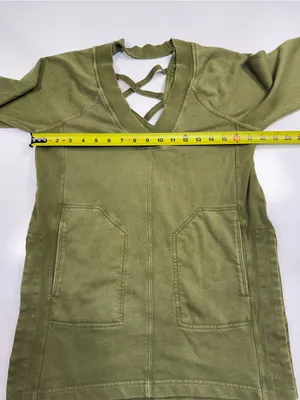 Anthropologie Olive Green V-Neck Long Sleeve Coverup with Front Pockets thumbnail 4